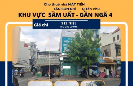 Cho thuê nhà Mặt Tiền Tân Sơn Nhì 68m2, 1Lầu, 28 triệu